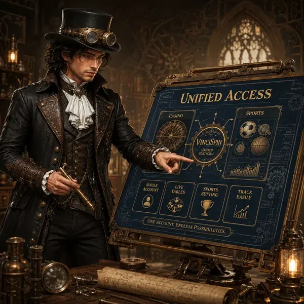 Portale login VinciSpin Casino con accesso account unificato per gaming e sport