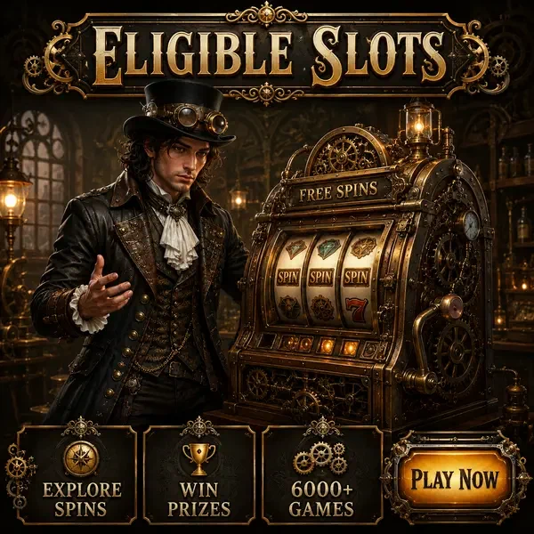 Giovane Da Vinci che esplora la slot machine steampunk per i giri gratuiti VinciSpin in officina di ottone